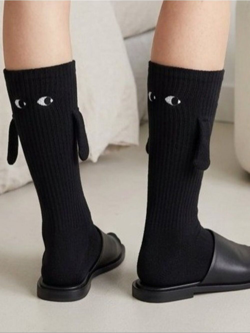 Black White Crew Compression Socks Twin Pack #SOK4 - Picture 3 of 5